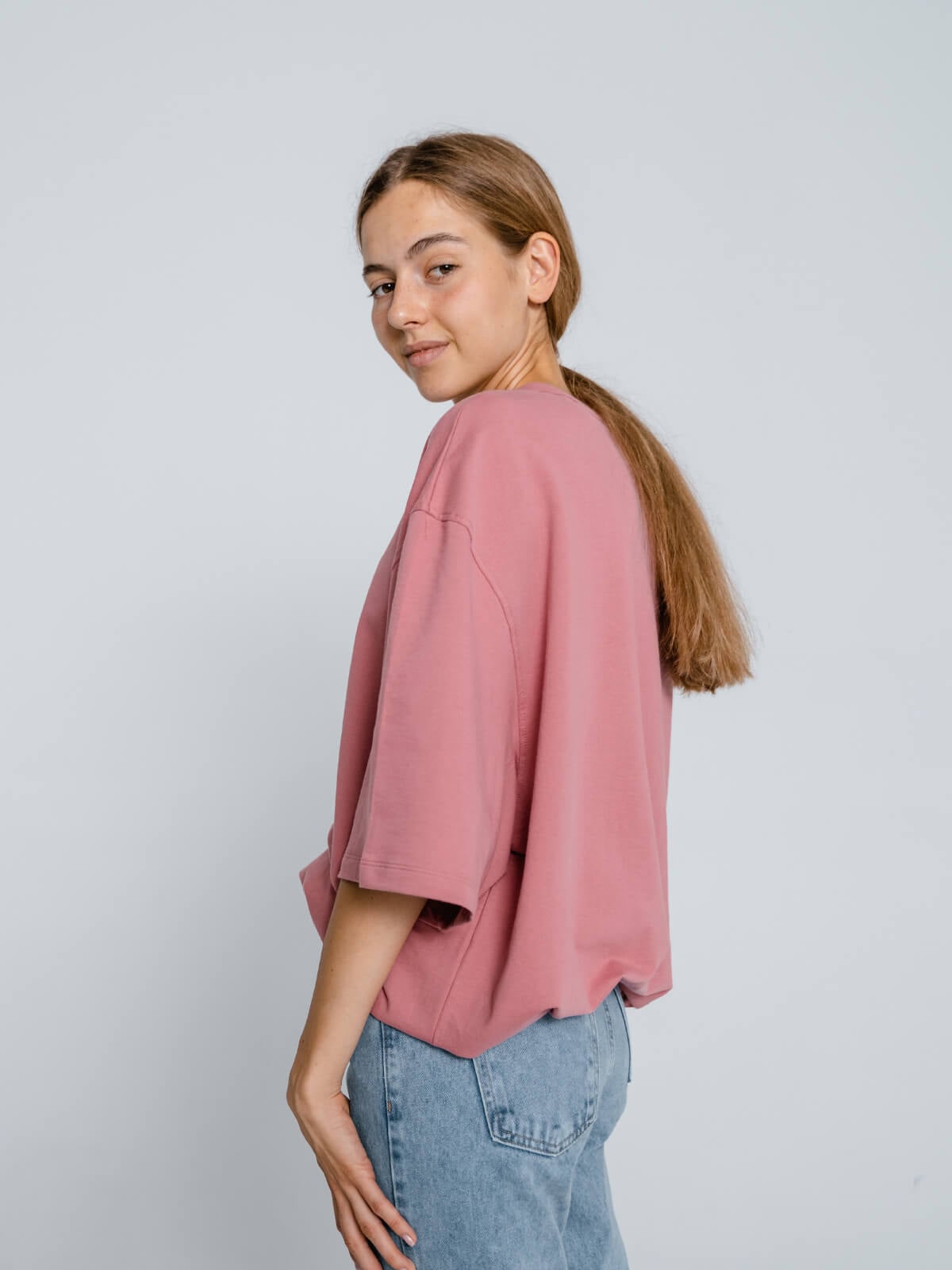 Etikashion 21 t-shirt oversize rose écoresponsable homme coton biologique Etikashion