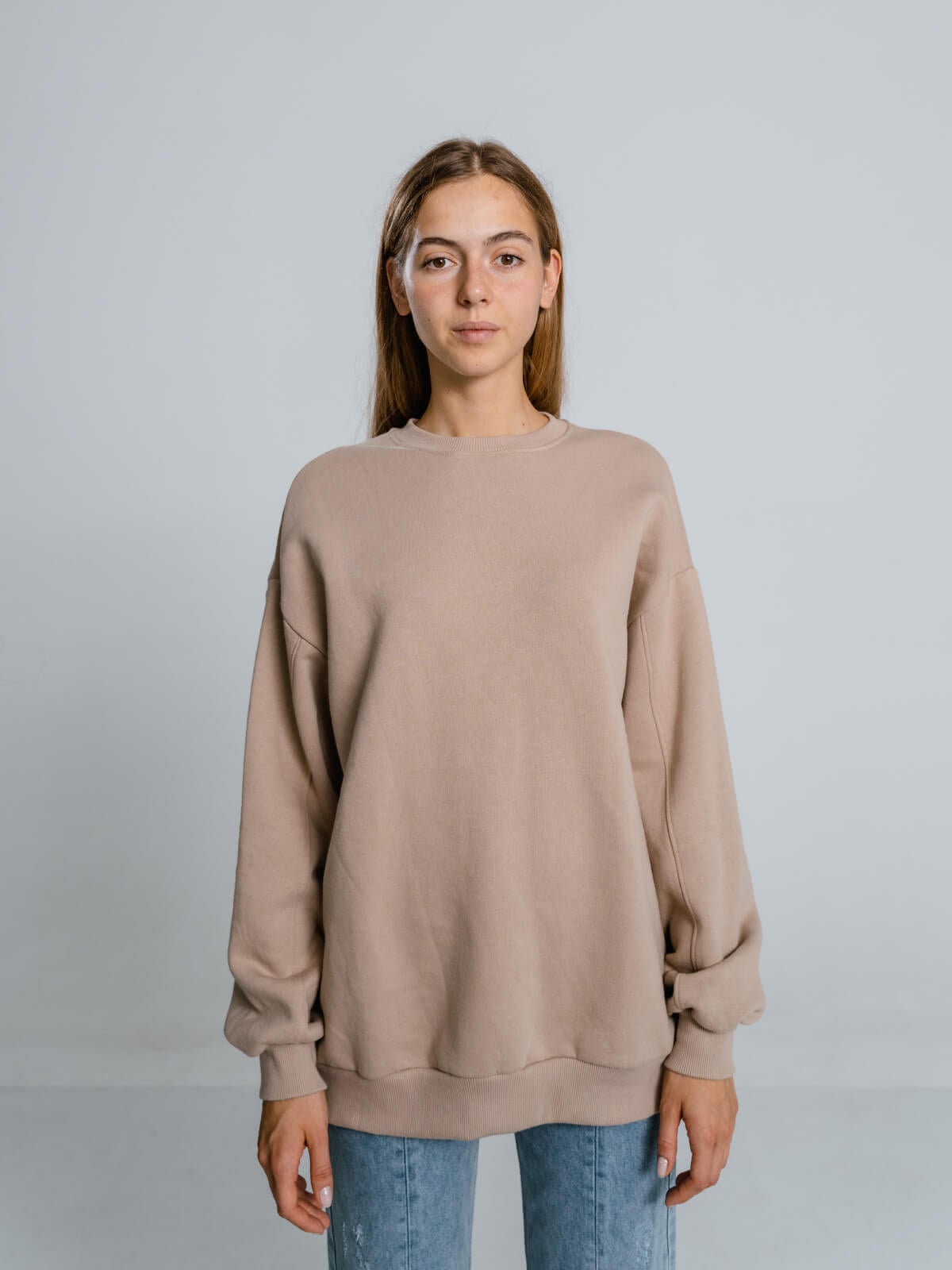 Etikashion 12 sweat oversize beige écoresponsable femme coupe minimaliste Etikashion