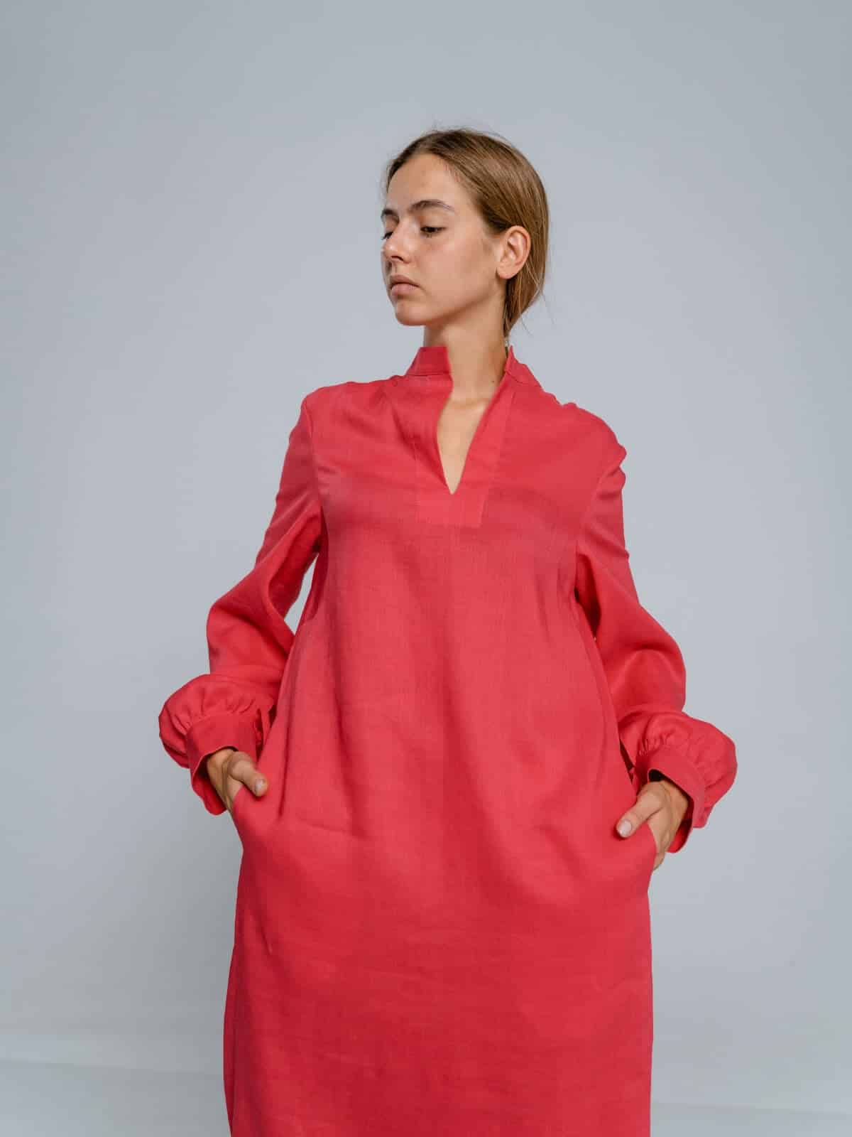 Etikashion 36 robe longue rouge écoresponsable femme coupe minimaliste Etikashion