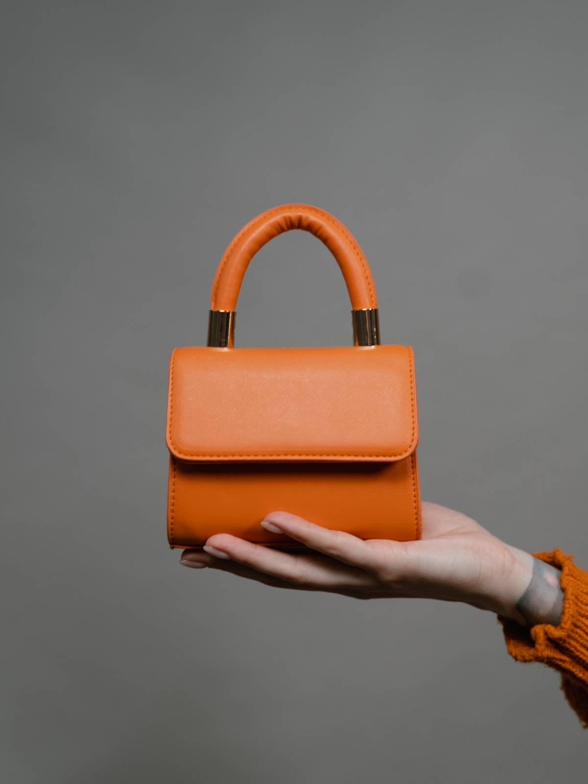 Etikashion 35 mini sac à main orange écoresponsable poignée structurée