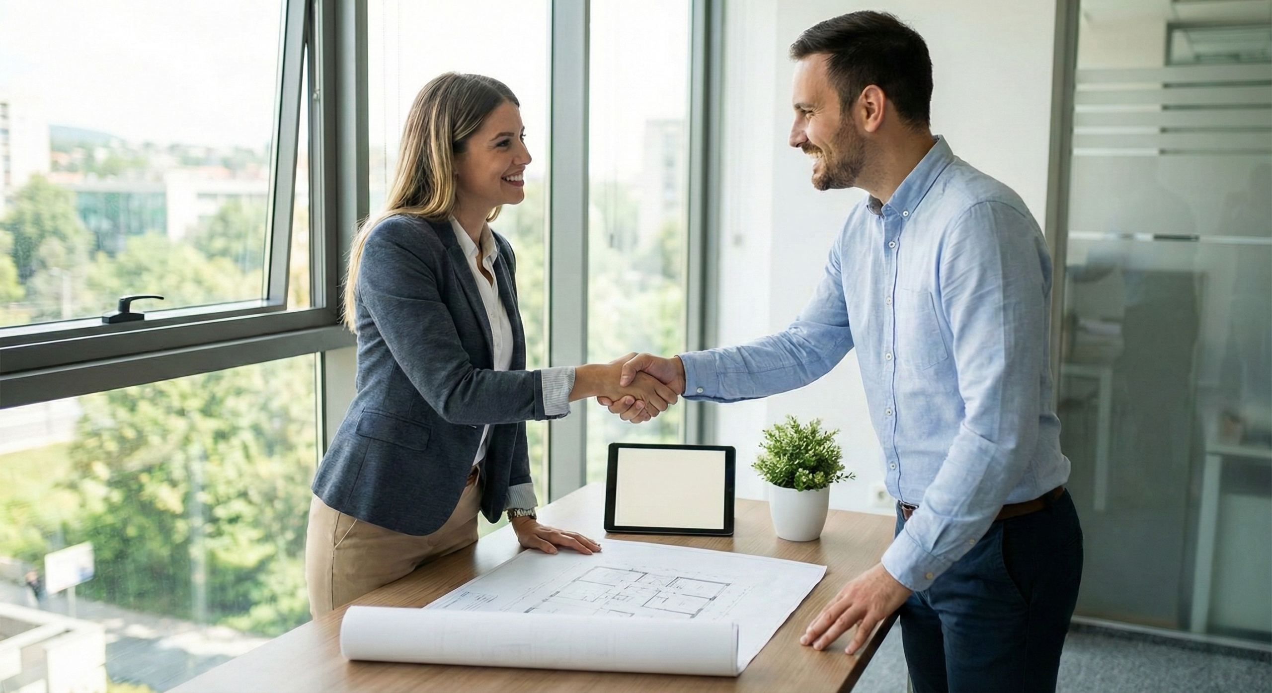 Etikashion 44 deux personnes se serrant la main dans un contexte de réunion