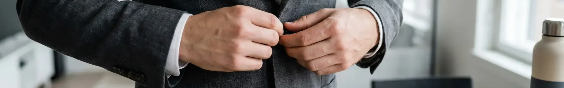 homme fermant le bouton de sa veste de costume etikashion